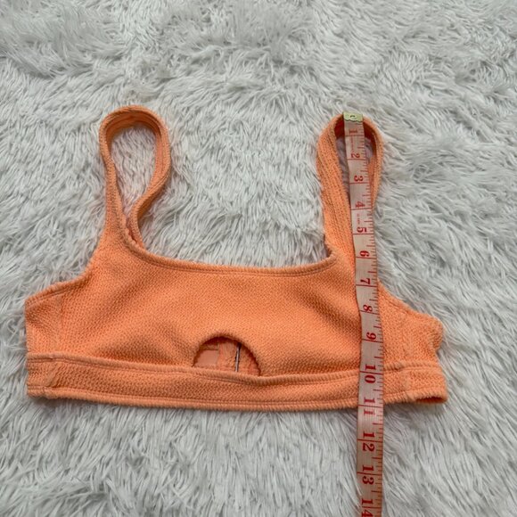 Women Xhilaration Keyhole Ribbed Adjustable Bikini Top in Orange Size Small - Picture 3 of 6